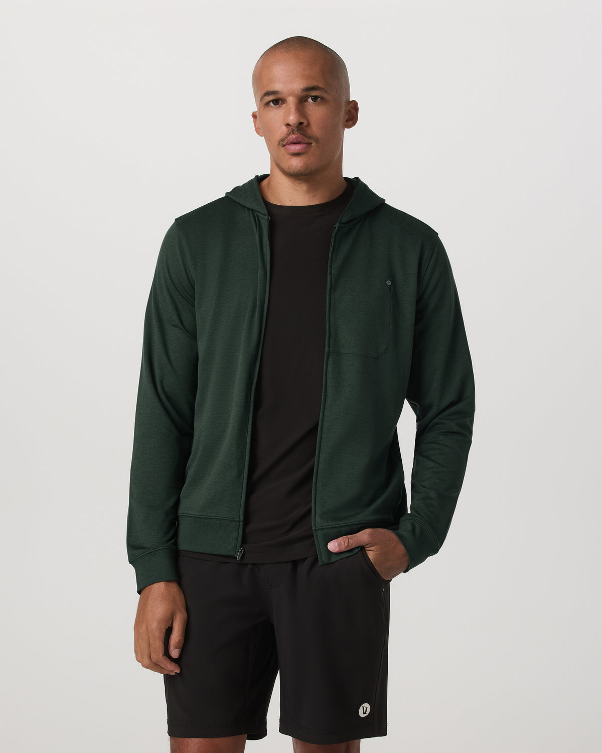 Ponto Full Zip Hoodie Men's Spruce Heather Hoodie - Vuori Clothing