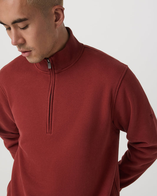 Seaside 1/2 Zip Classic Men's Spiced Apple Pullover - Vuori Clothing