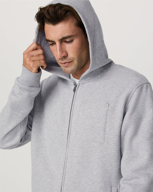 Seaside Full Zip 2.0 Men's Light Heather Grey Hoodie - Vuori Clothing