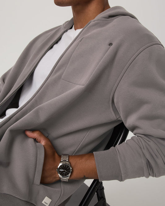 Seaside Full Zip 2.0 Men's Cavern Grey Full Zip Hoodie - Vuori Clothing