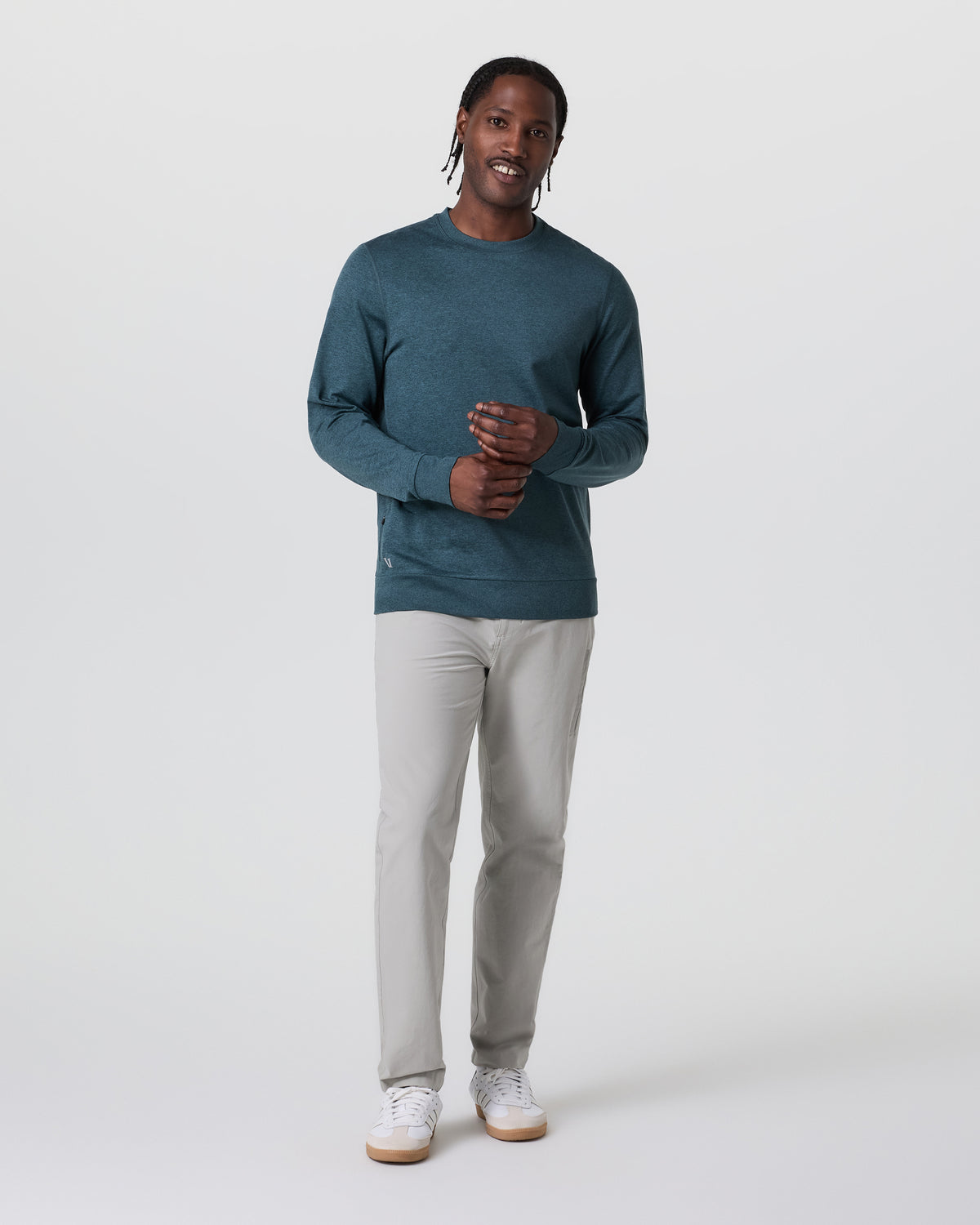 Ponto Performance Crew Deep Sea Heather Pullover - Vuori Clothing