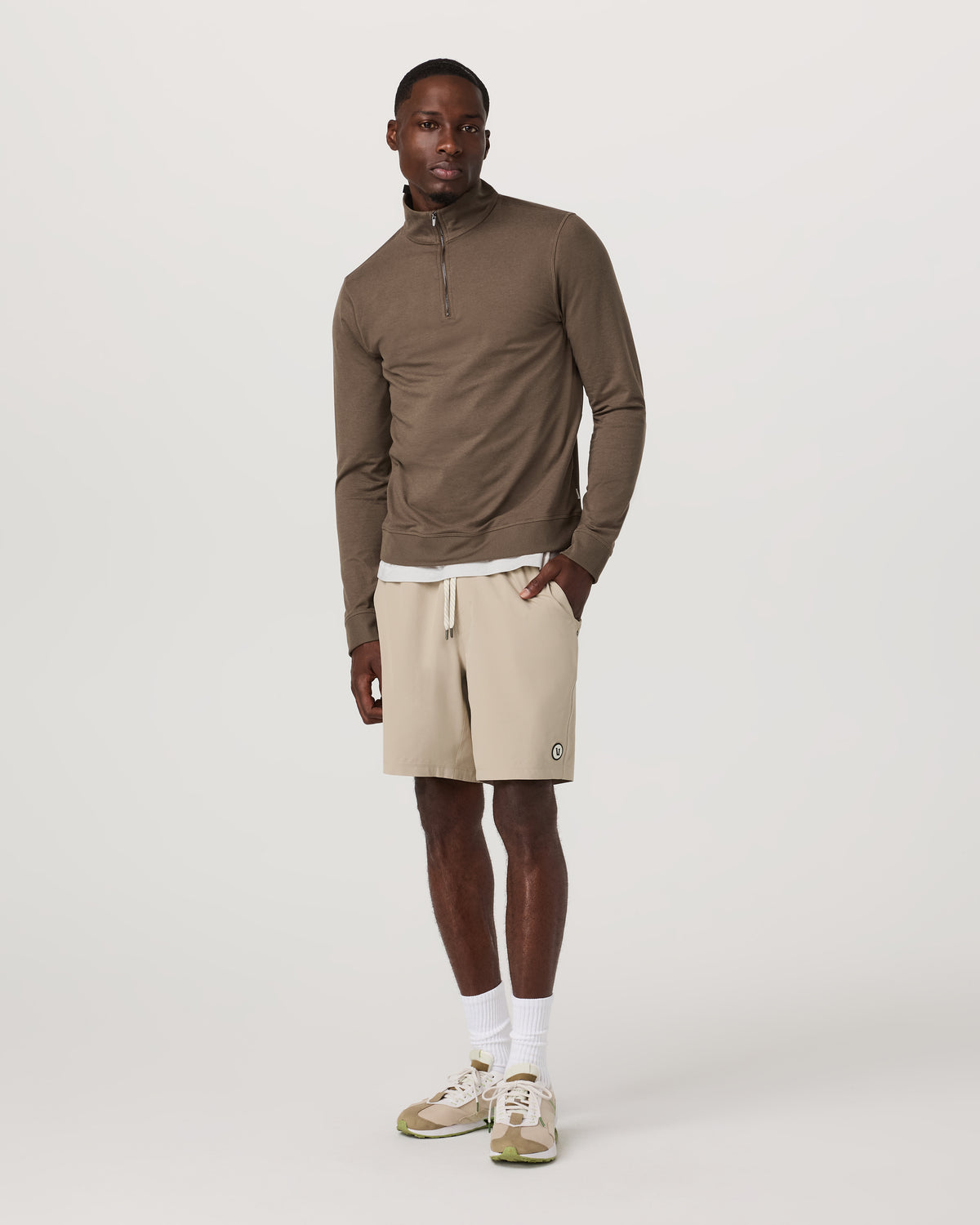 Coronado 1/2 Zip Men's Espresso Heather Pullover - Vuori Clothing