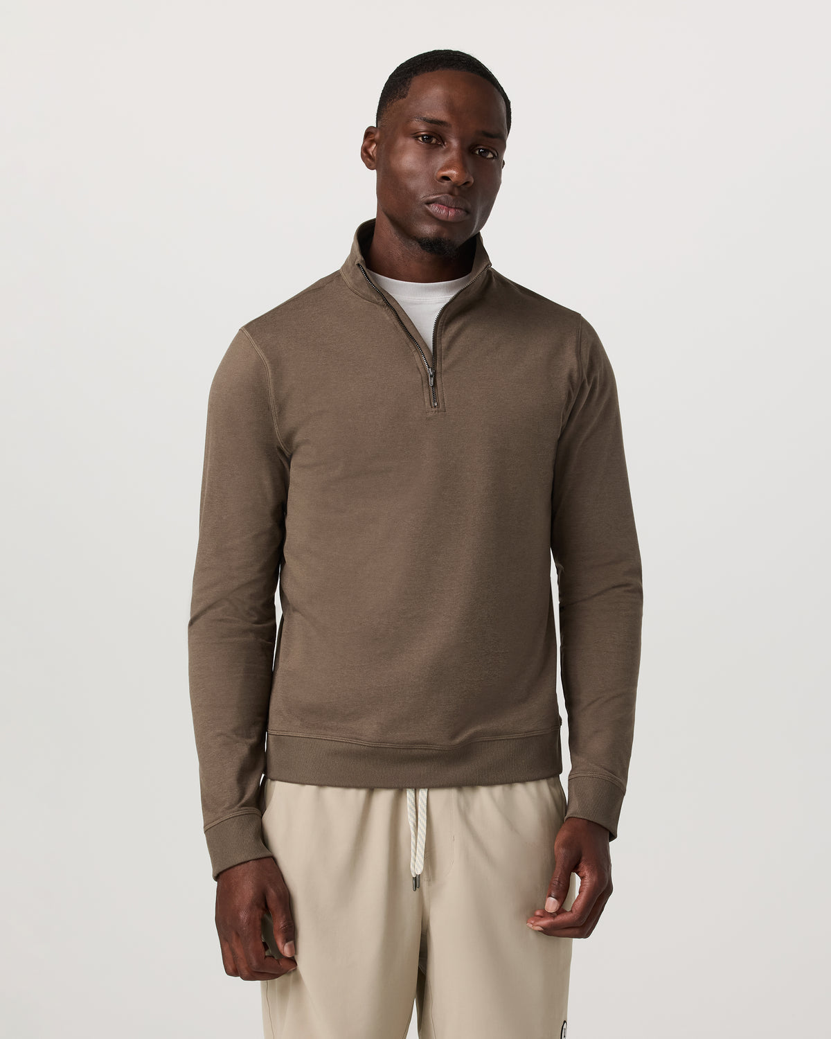 Coronado 1/2 Zip Men's Espresso Heather Pullover - Vuori Clothing
