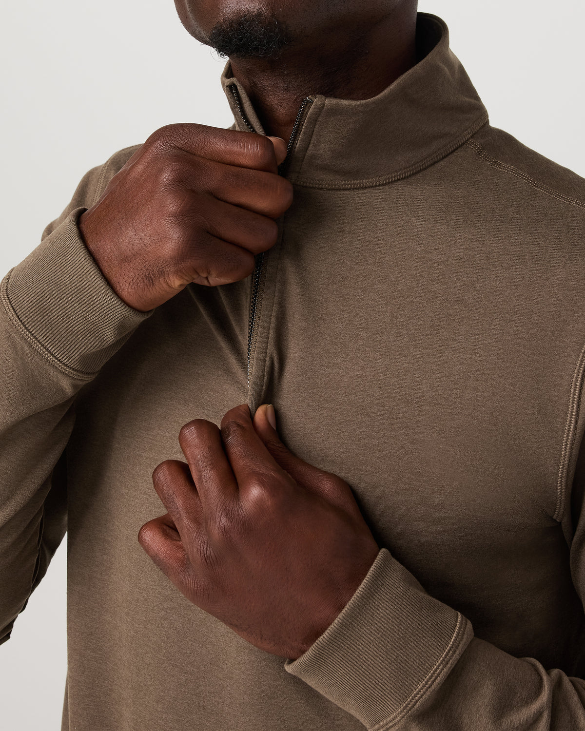 Coronado 1/2 Zip Men's Espresso Heather Pullover - Vuori Clothing