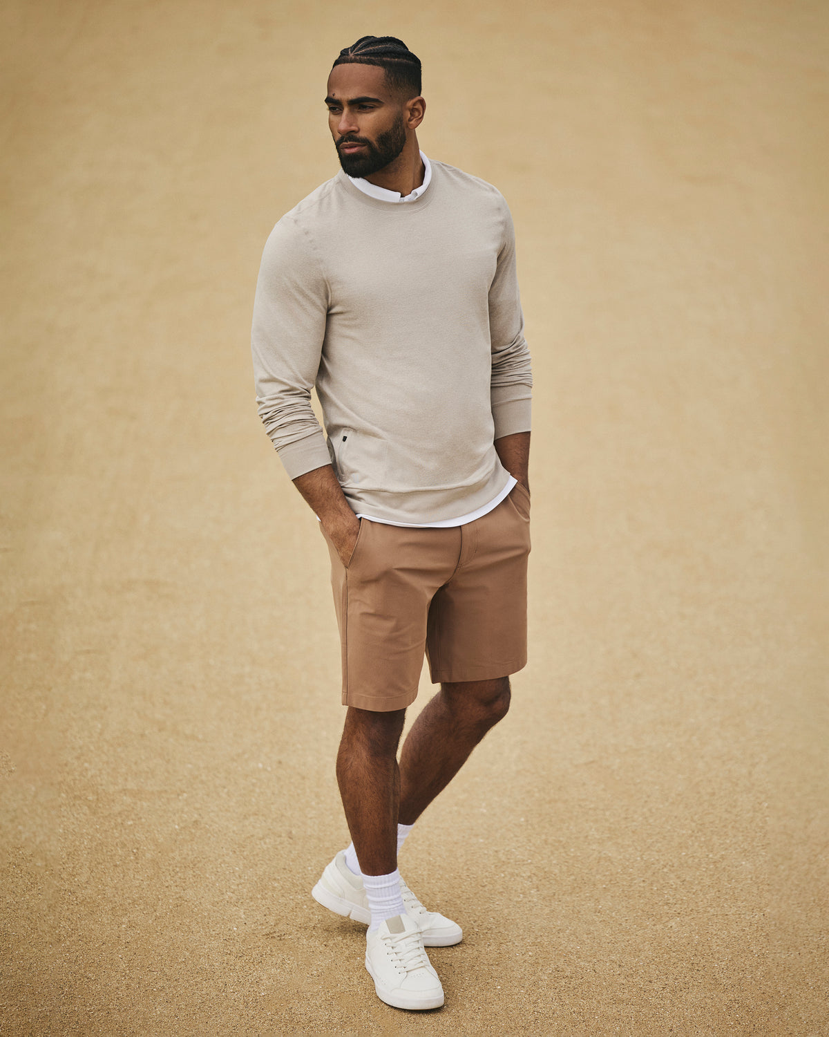 Ponto Performance Crew Dark Salt Heather Pullover - Vuori Clothing