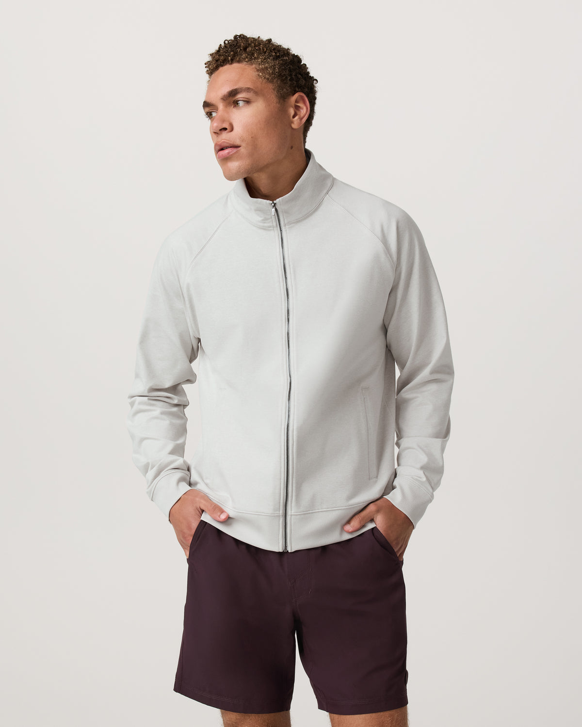 Coronado Novelty Full Zip Salt Heather Mock Neck Jacket - Vuori Clothing