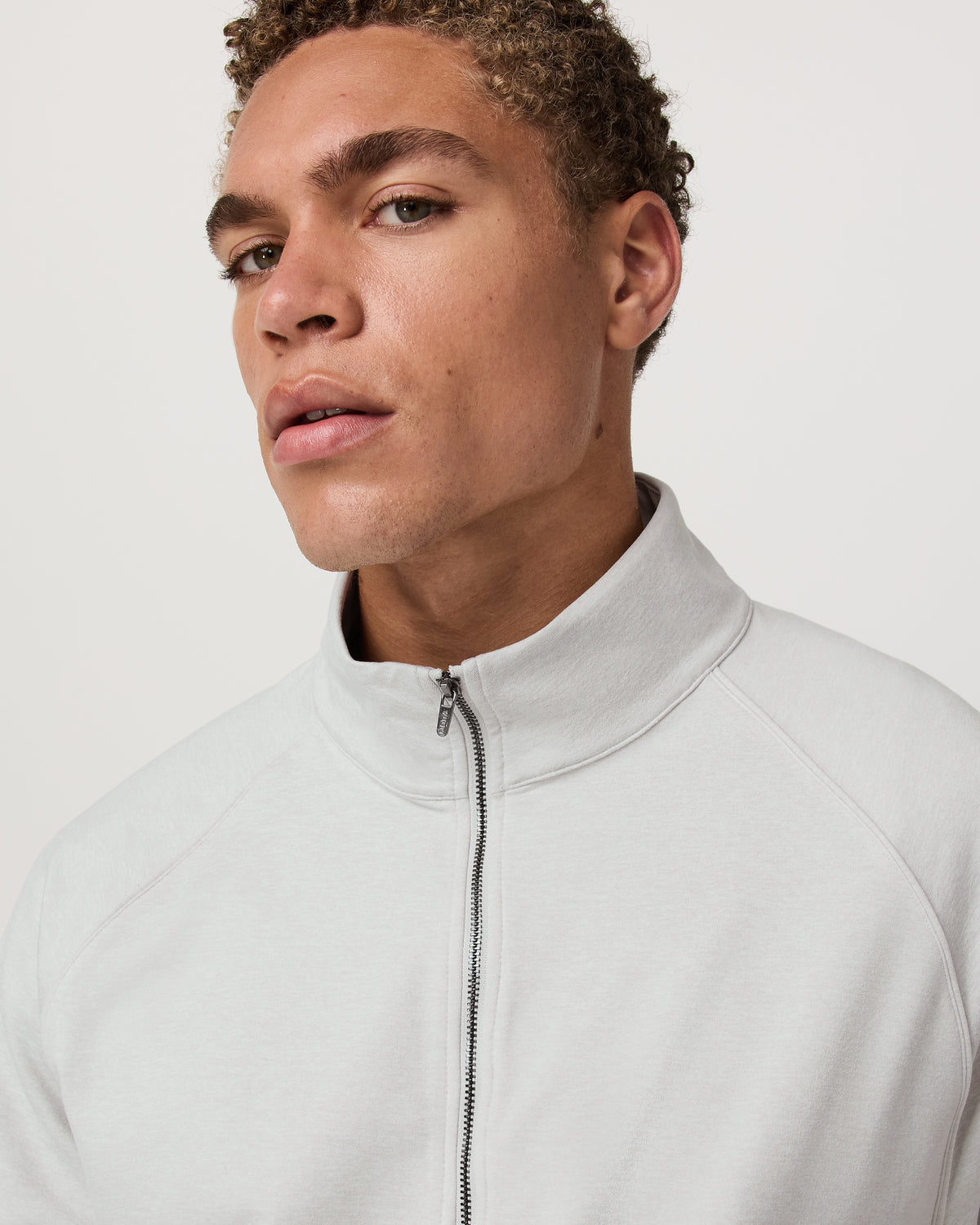Coronado Novelty Full Zip Salt Heather Mock Neck Jacket - Vuori Clothing