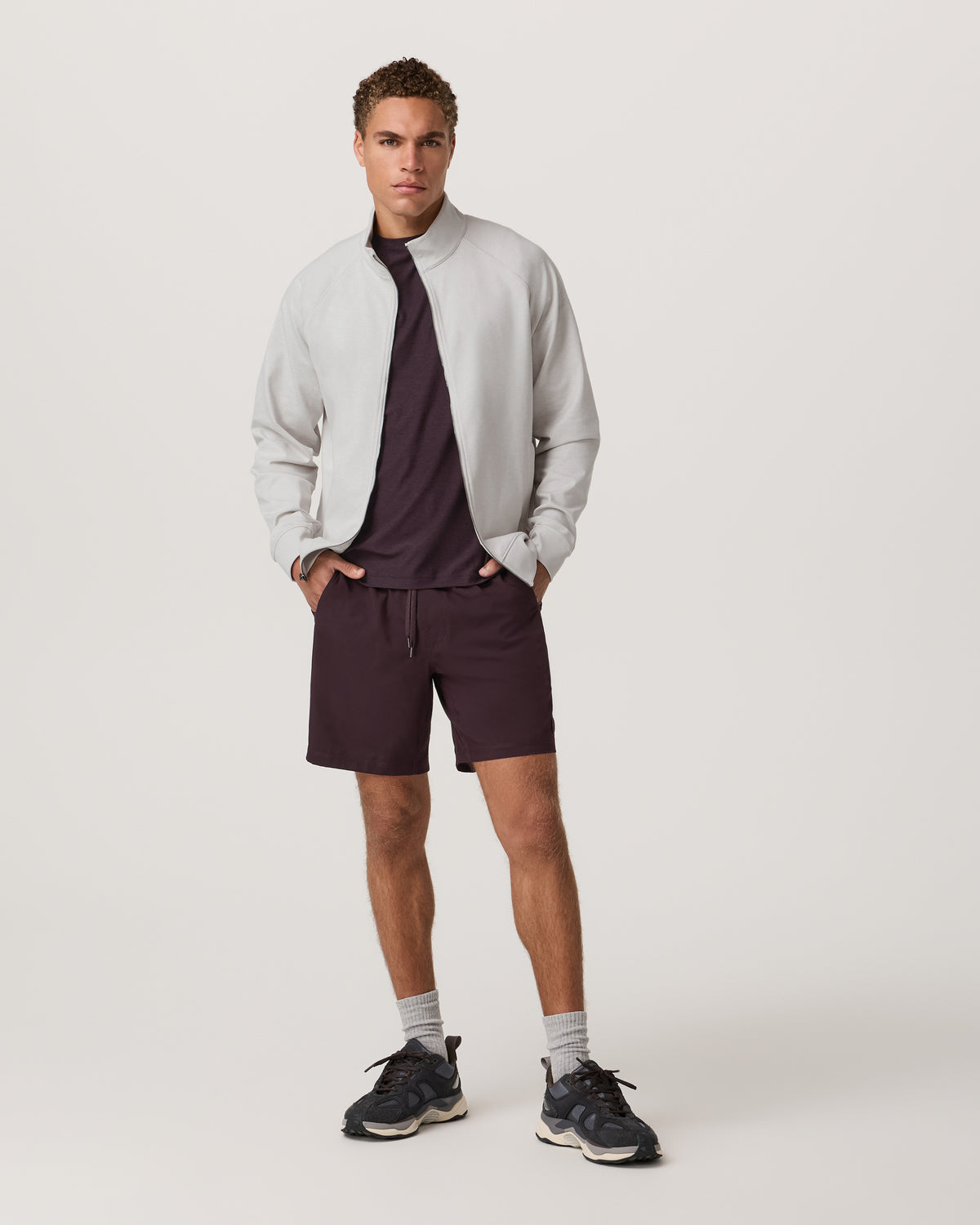 Coronado Novelty Full Zip Salt Heather Mock Neck Jacket - Vuori Clothing