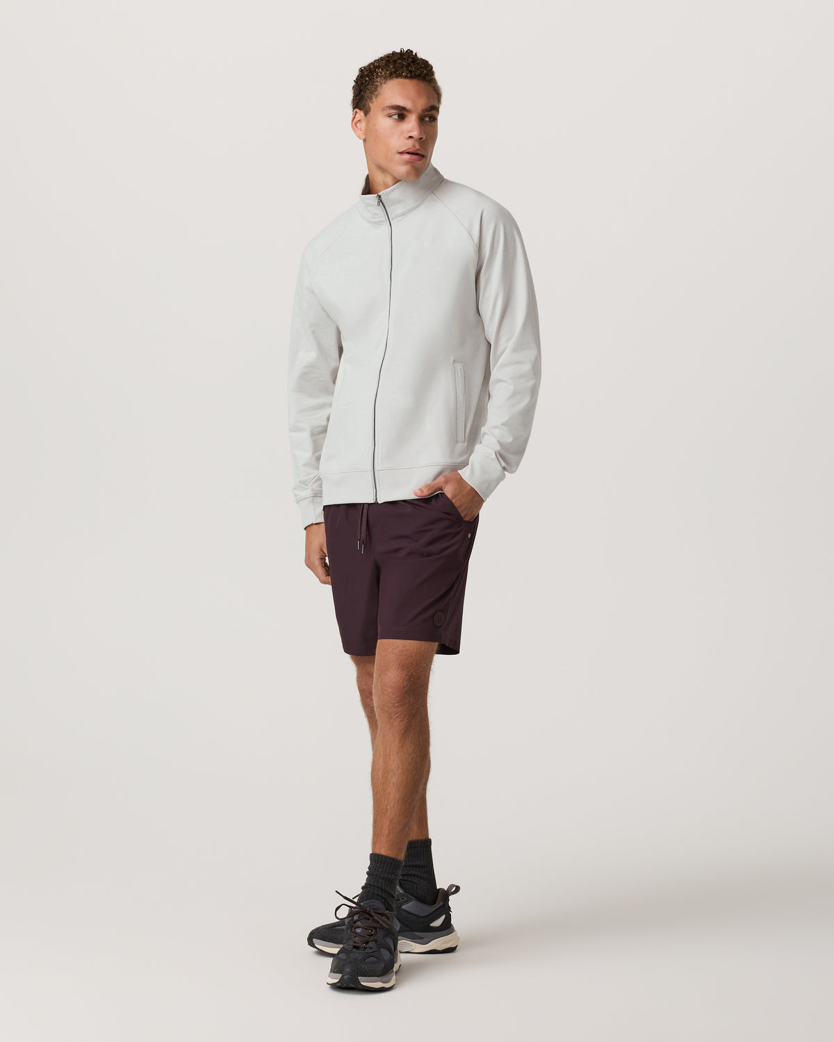 Coronado Novelty Full Zip Salt Heather Mock Neck Jacket - Vuori Clothing