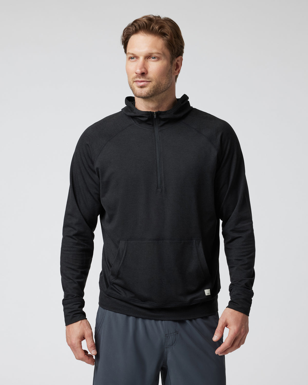 Ponto Performance Half Zip Hoodie Men's Black Half Zip - Vuori Clothing