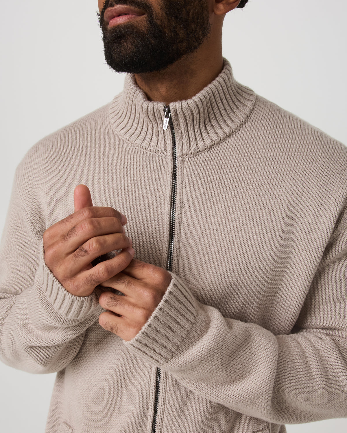Denver Full Zip Sweater Men's Willow Grey Zip Sweater - Vuori Clothing