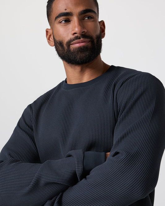 Jamestown Crew Men's Navy Waffle Crewneck - Vuori Clothing