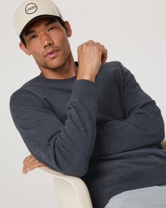 Jeffreys Crew 2.0 Men's Navy Heather Pullover Crewneck - Vuori Clothing