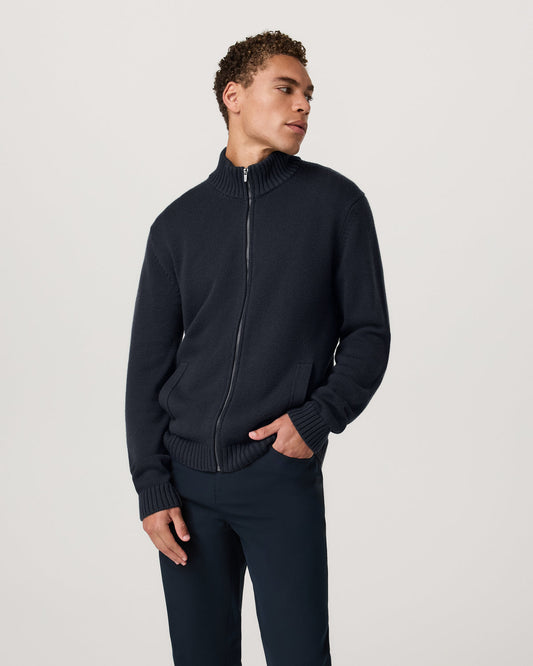 Denver Full Zip Sweater Men's Navy Zip Sweater - Vuori Clothing