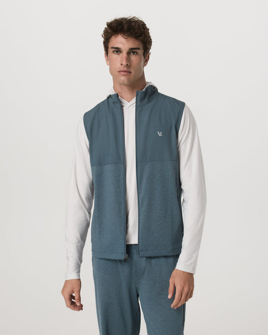 Sunday Element Vest Blue Sea Heather Full-Zip Vest - Vuori Clothing