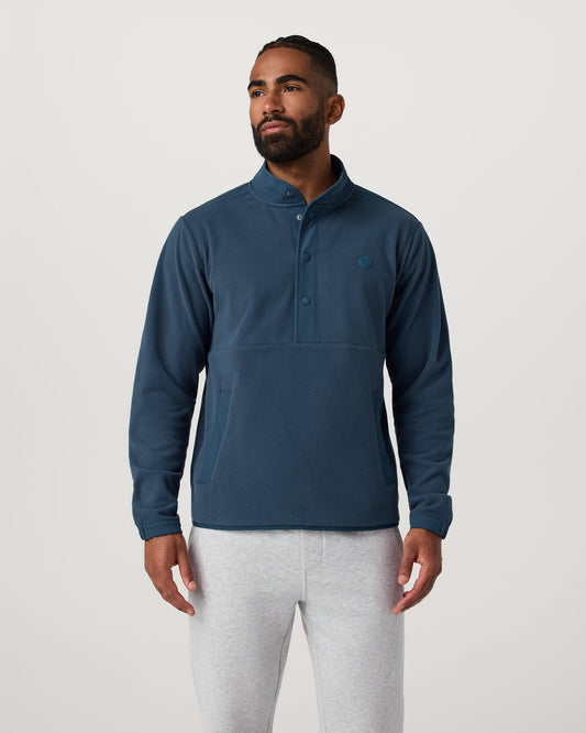 Aspen 1/2 Snap Men's Ocean Blue Mock-Neck Pullover - Vuori Clothing