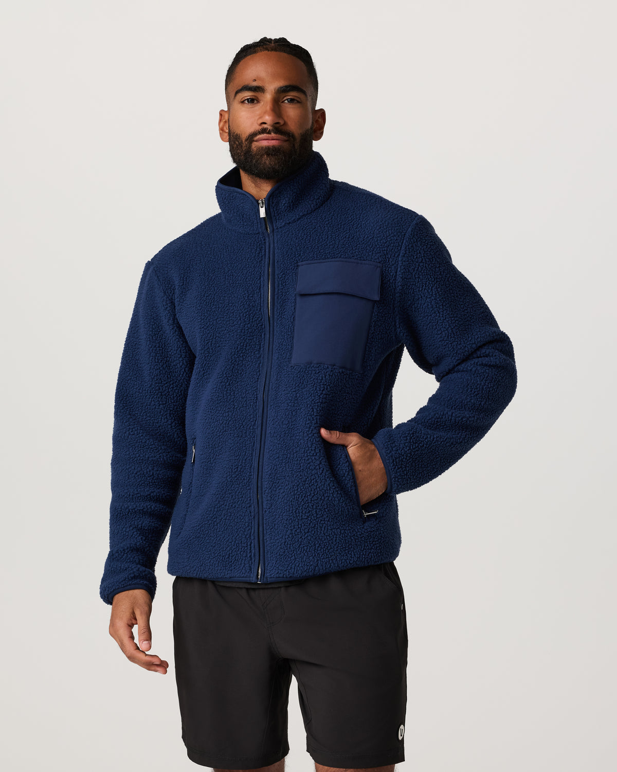 Alpine Fleece Full Zip Men's Blue Coast Mock Neck Jacket - Vuori Clothing