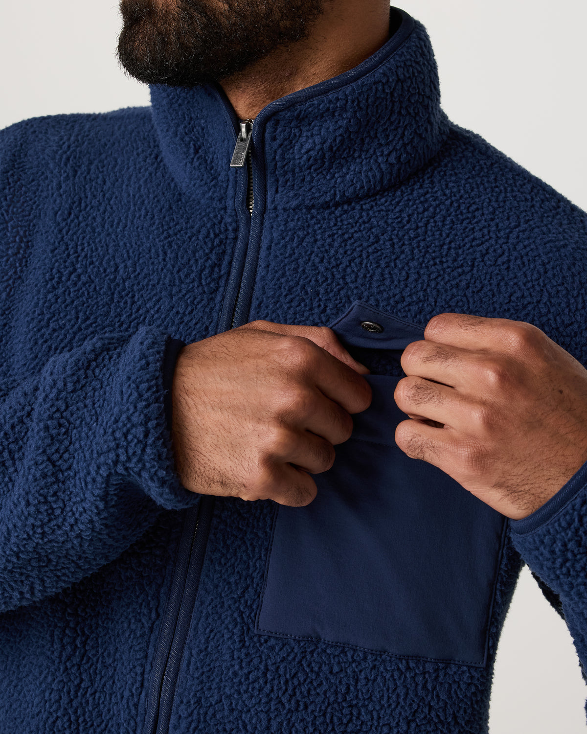 Alpine Fleece Full Zip Men's Blue Coast Mock Neck Jacket - Vuori Clothing