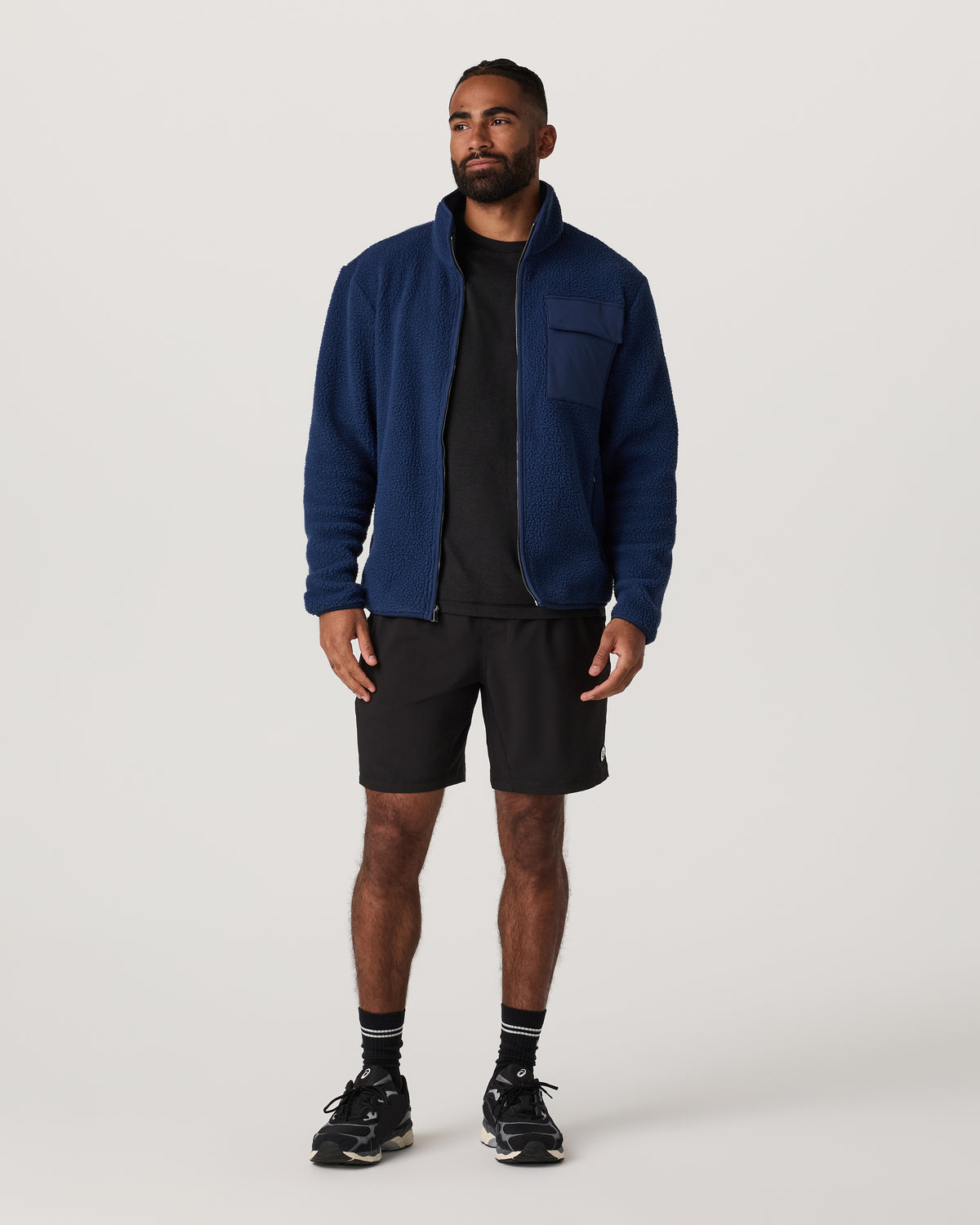 Alpine Fleece Full Zip Men's Blue Coast Mock Neck Jacket - Vuori Clothing