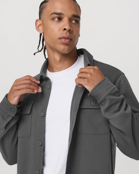 Waffle Shirt Jacket Men's Versatile Dark Pewter Jacket - Vuori Clothing