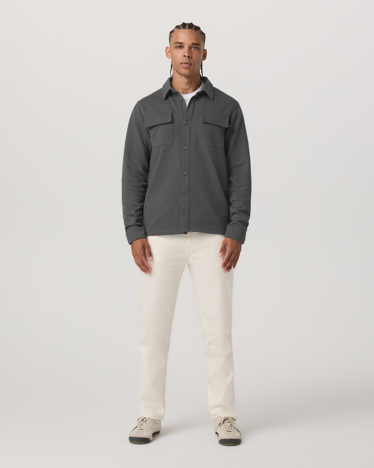 Waffle Shirt Jacket Men's Versatile Dark Pewter Jacket - Vuori Clothing