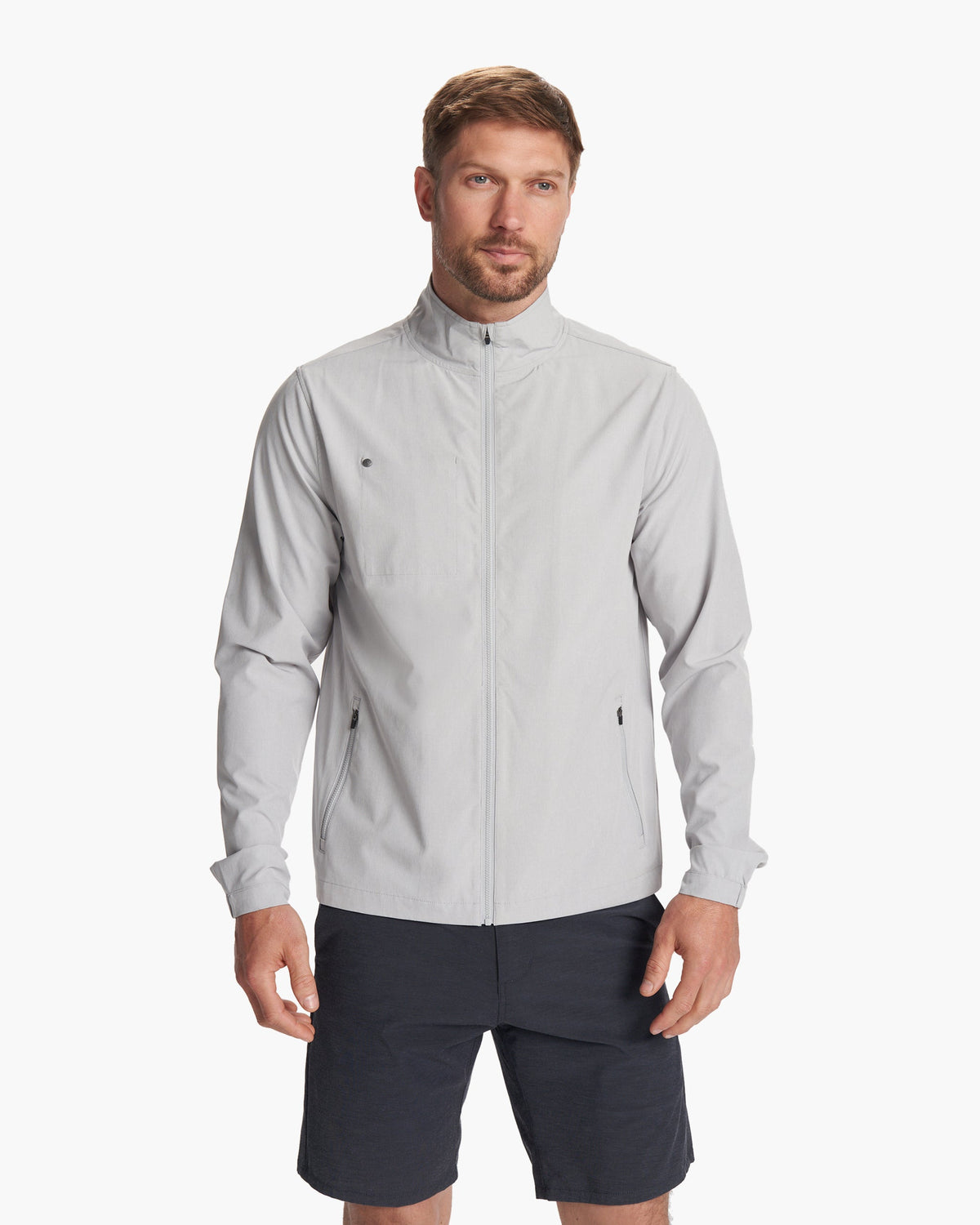 Venture Track Jacket Platinum Linen Texture - Vuori Clothing