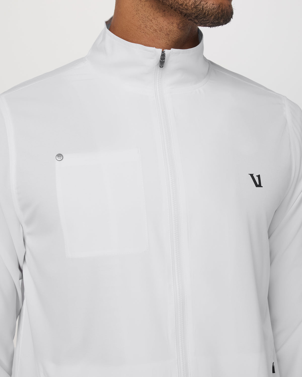 Venture Track Jacket Men's White Logo Graphic Jacket - Vuori Clothing