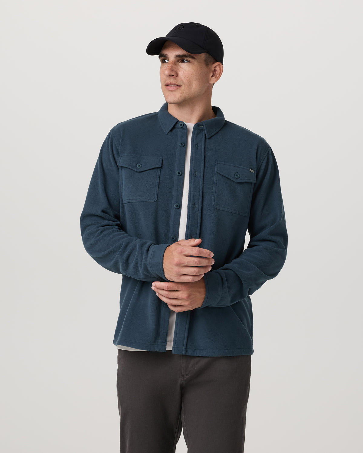 Aspen Shirt Jacket Men's Ocean Blue Fleece Shirt Jacket - Vuori Clothing