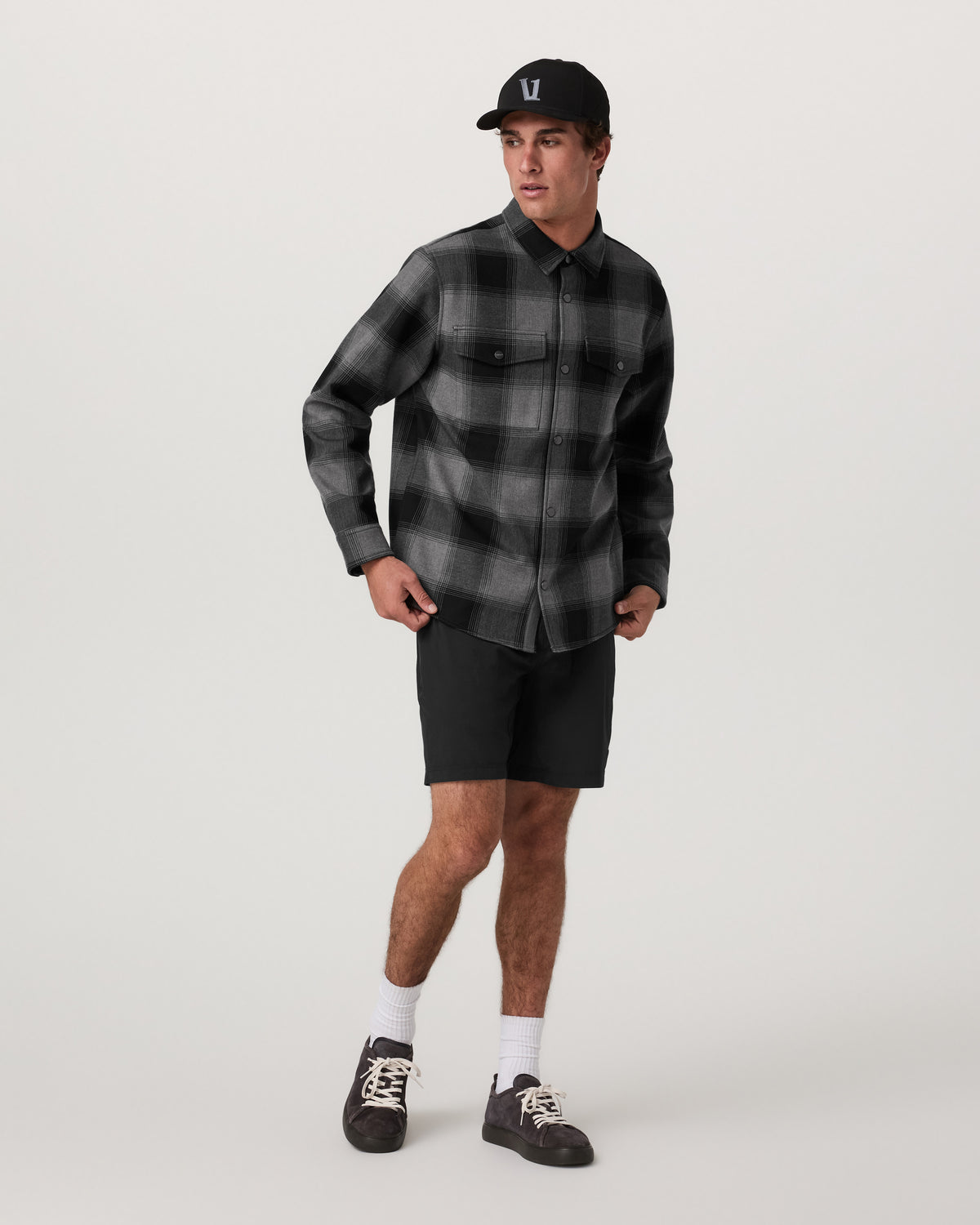 Range Shirt Jacket 2.0 Men's Dark Pewter Plaid Jacket - Vuori Clothing