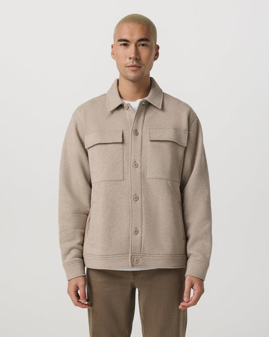 Seaside Shirt Jacket Men's Acorn Heather Fleece Jacket - Vuori Clothing