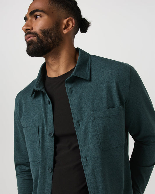 Coronado Shirt Jacket Men's Deep Sea Heather Jacket - Vuori Clothing