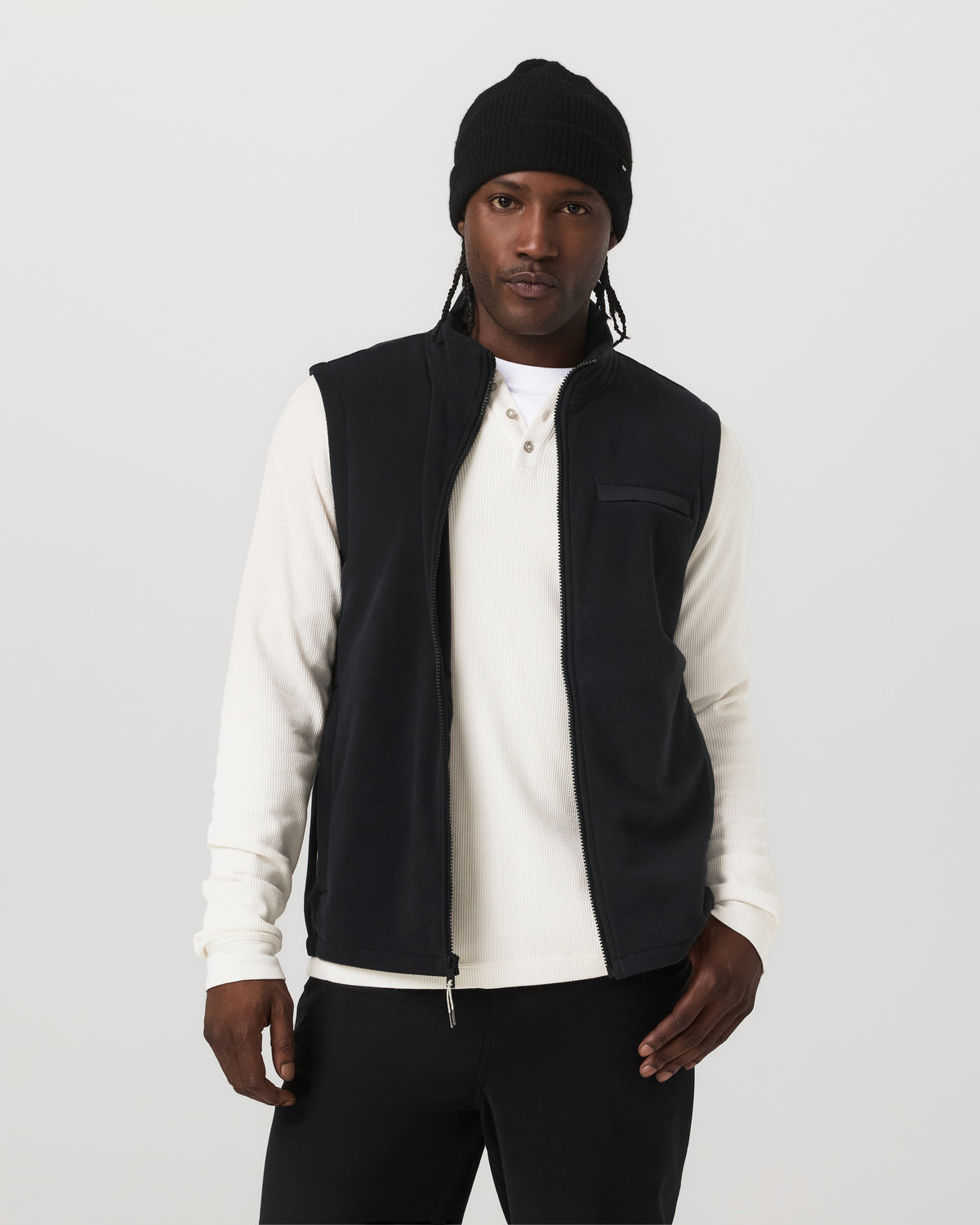 Aspen Vest Men's Black Zip-Up Fleece Vest - Vuori Clothing