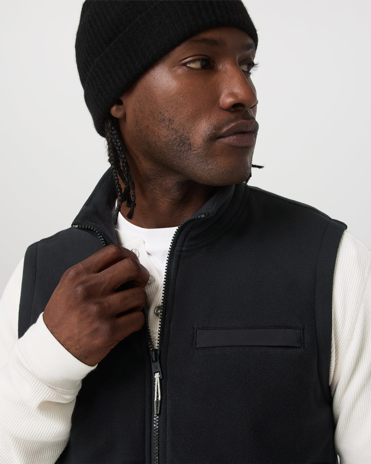 Aspen Vest Men's Black Zip-Up Fleece Vest - Vuori Clothing