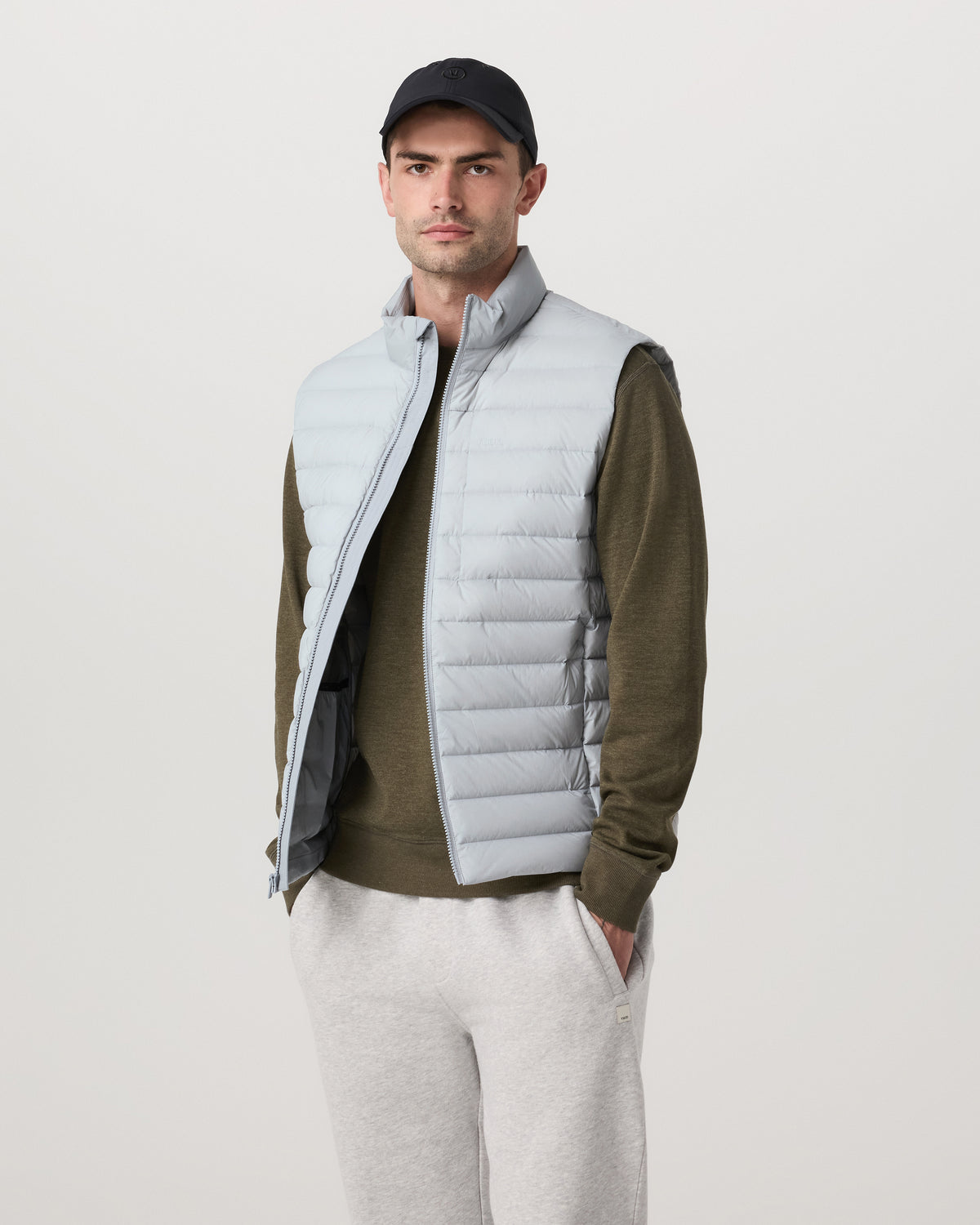 Steadfast Insulated Vest Men's Sea Fog Vest - Vuori Clothing