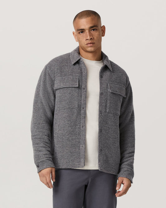 Plymouth Wool Shirt Jacket Men's Heather Grey Jacket - Vuori Clothing