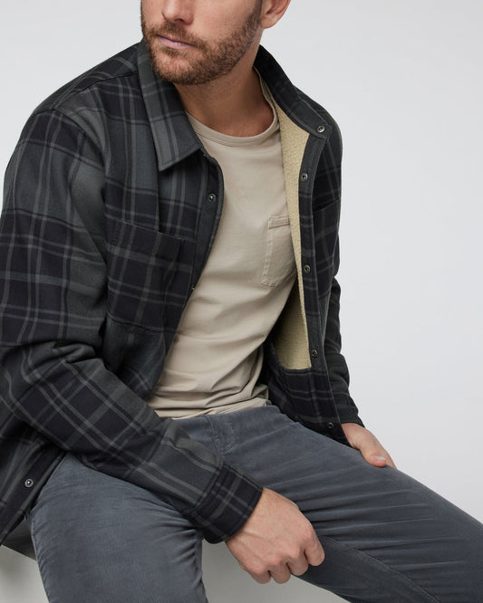 Coastside Shirt Jacket Men's Black Plaid Shirt - Vuori Clothing