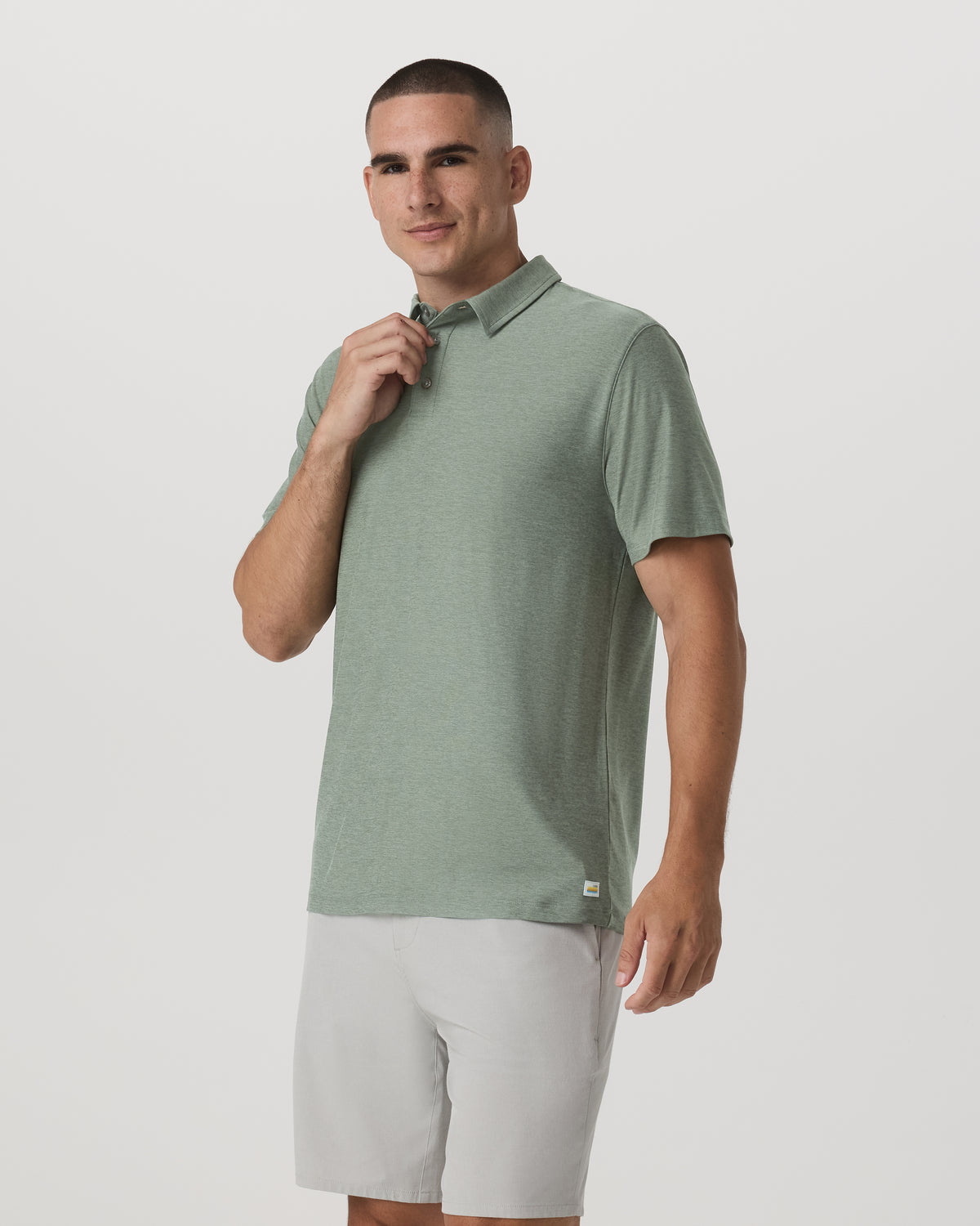Strato Tech Polo Men's Thyme Heather Performance Shirt - Vuori Clothing