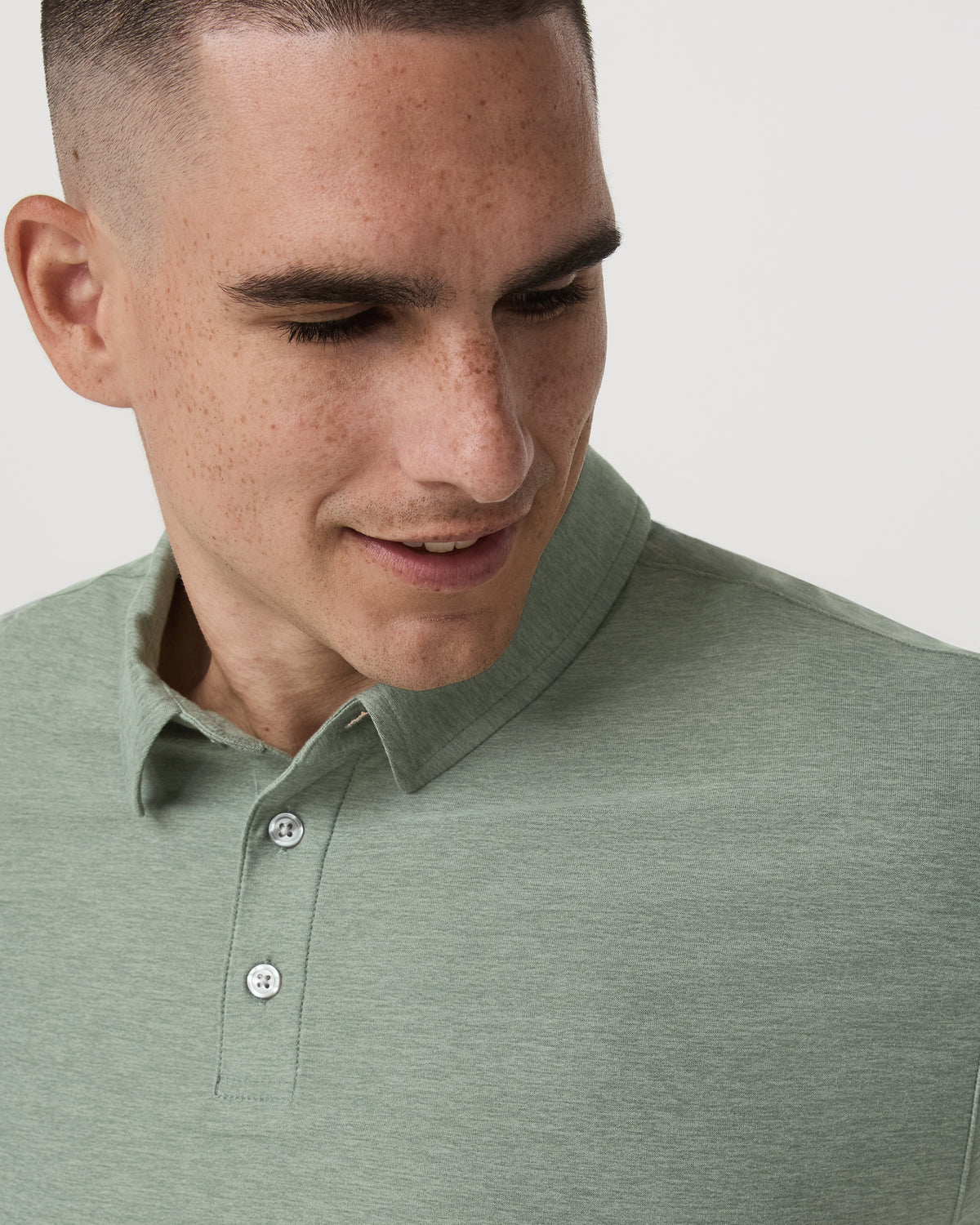 Strato Tech Polo Men's Thyme Heather Performance Shirt - Vuori Clothing