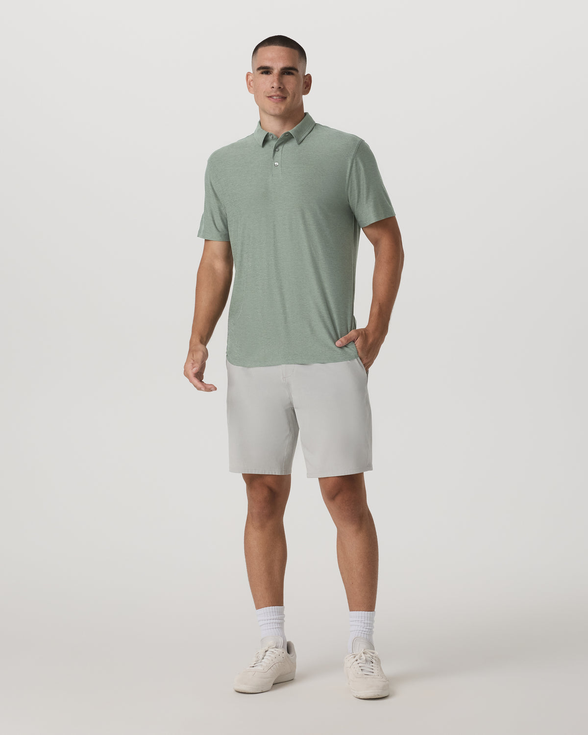 Strato Tech Polo Men's Thyme Heather Performance Shirt - Vuori Clothing