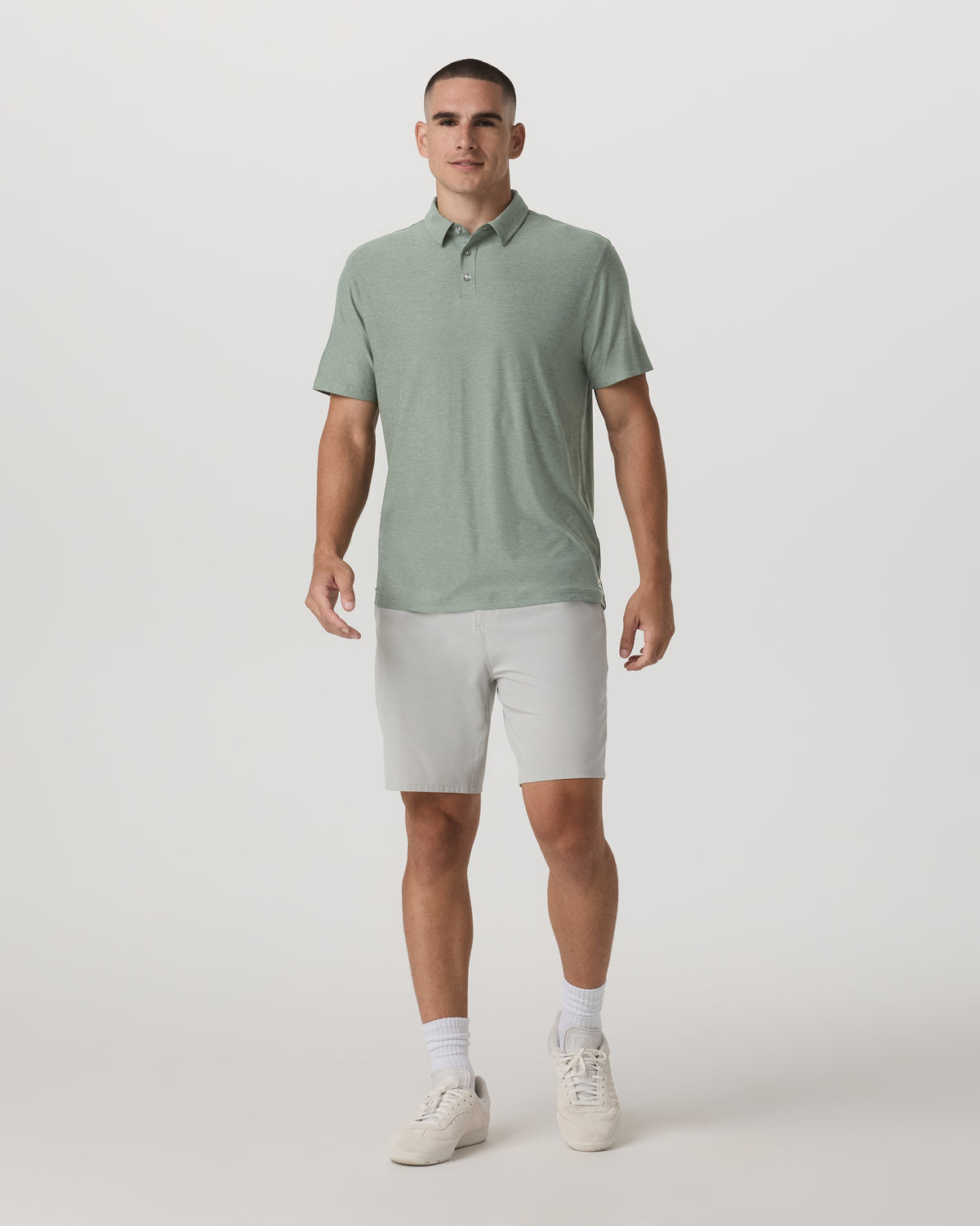 Strato Tech Polo Men's Thyme Heather Performance Shirt - Vuori Clothing