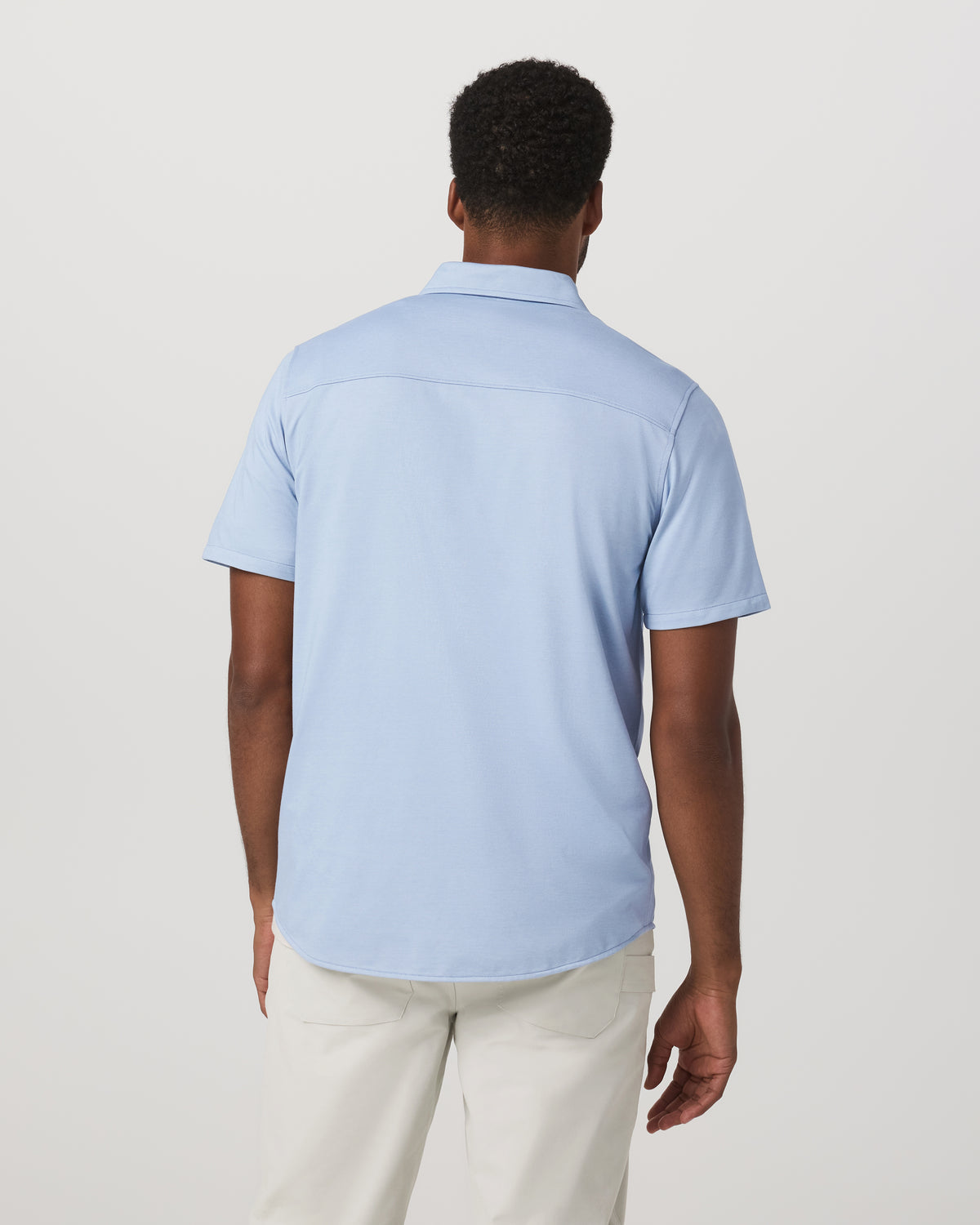 Short Sleeve Knit Oxford Button Down - Classic Fit Blue - Vuori Clothing