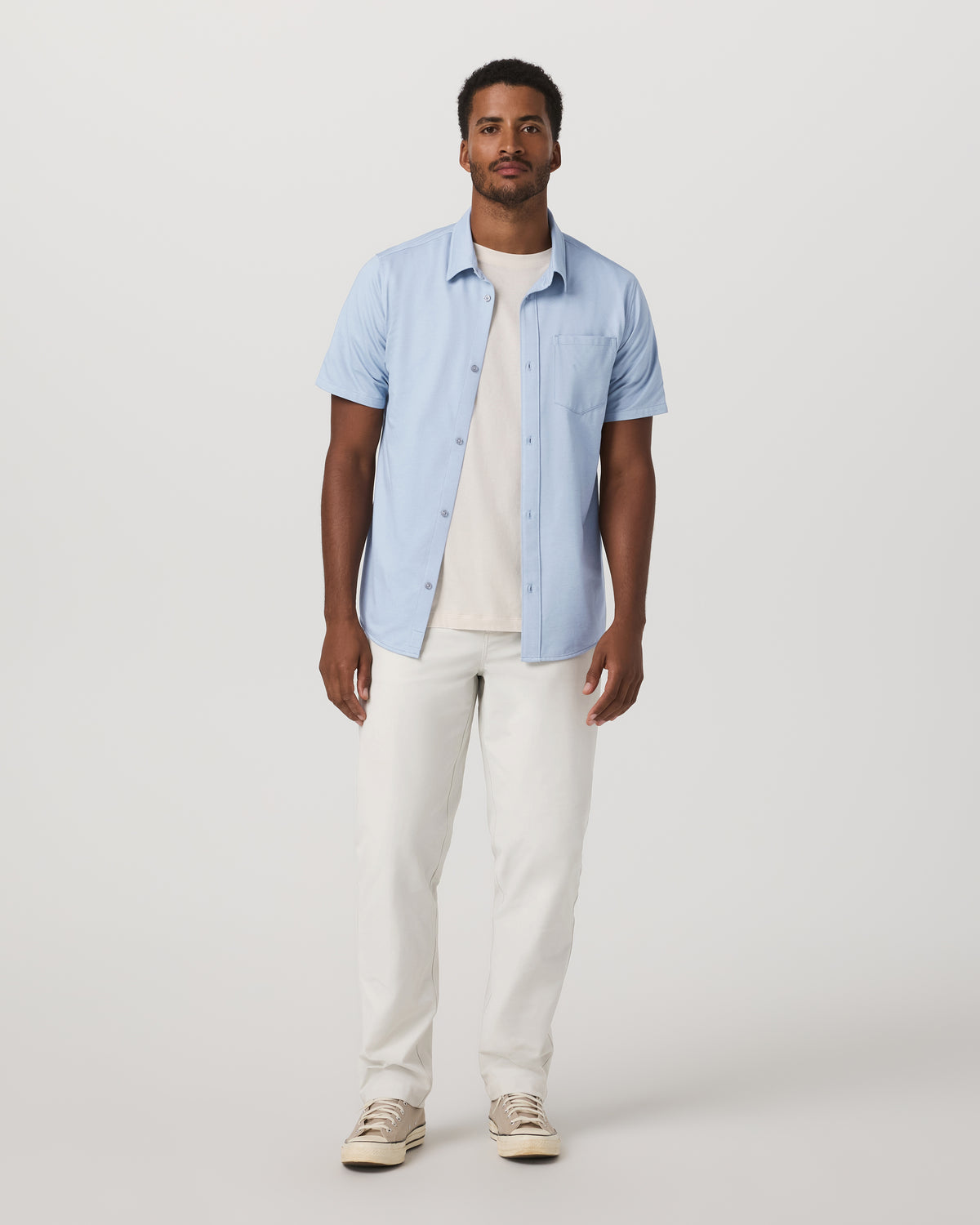 Short Sleeve Knit Oxford Button Down - Classic Fit Blue - Vuori Clothing