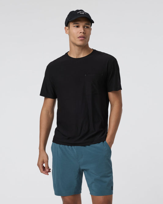 Short Sleeve Strato Pocket Tee - Relaxed Fit Black - Vuori Clothing