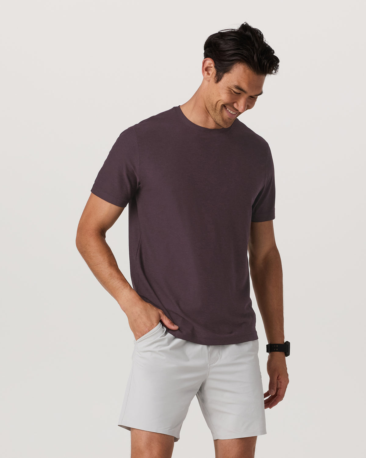 Strato Tech Tee Men's Raisin Heather Performance Shirt - Vuori Clothing