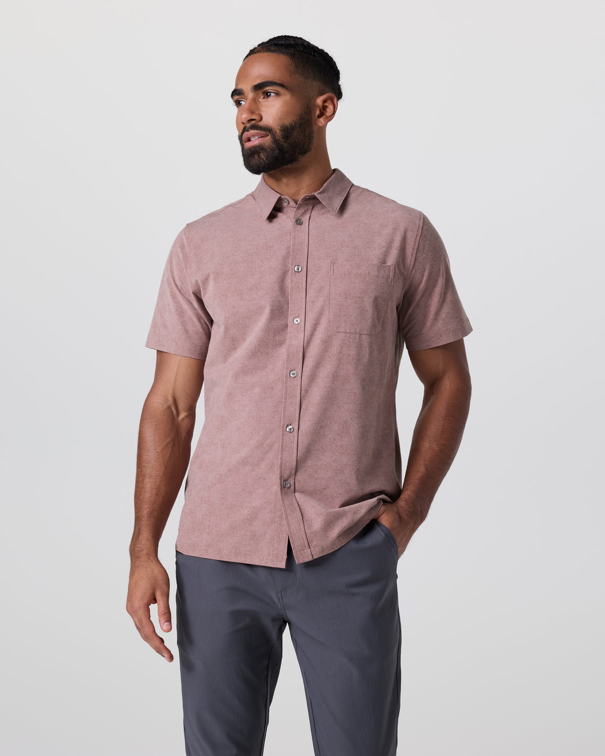 Short Sleeve Bridge Button Down Zion Rose Water Lily - Vuori Clothing