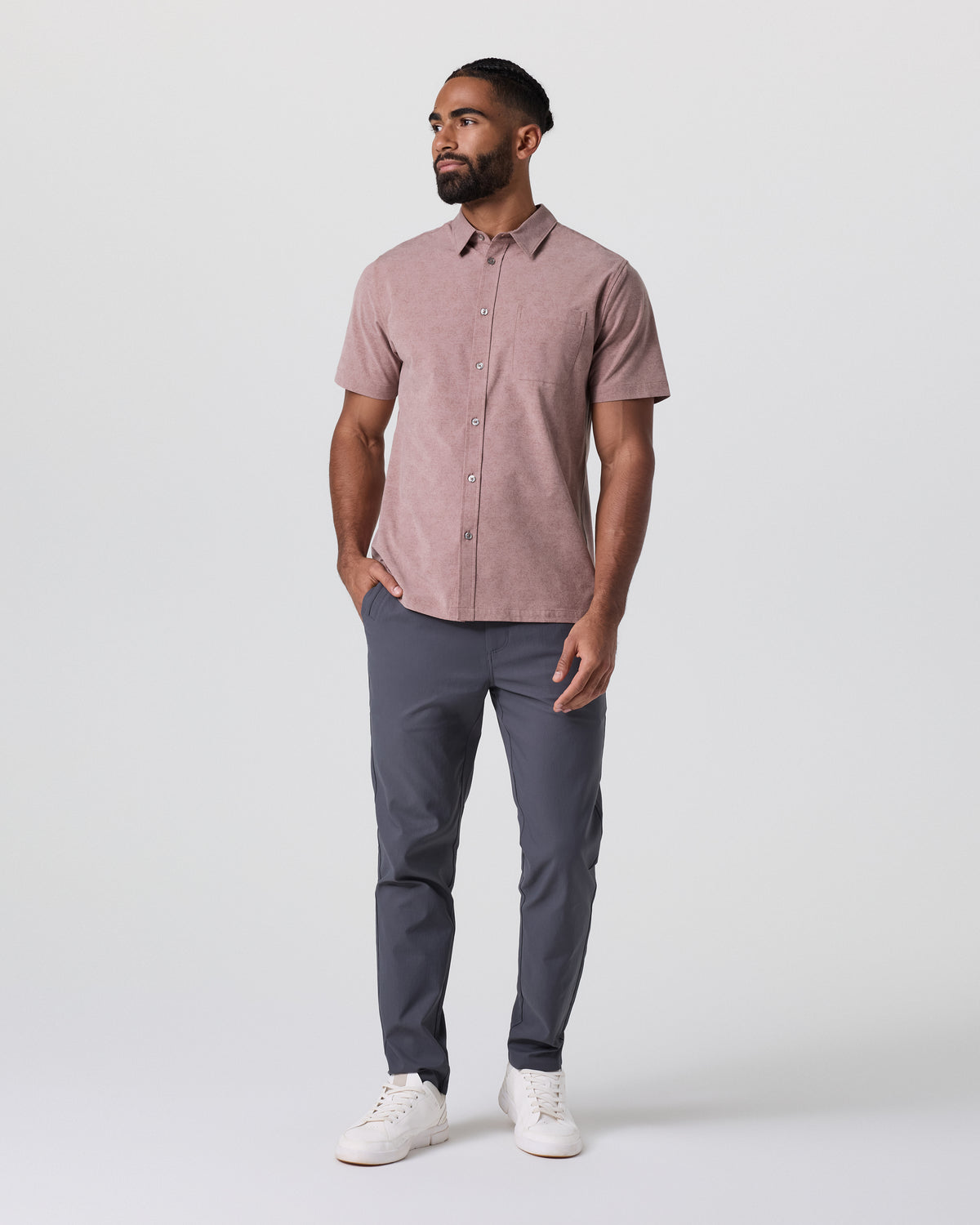 Short Sleeve Bridge Button Down Zion Rose Water Lily - Vuori Clothing