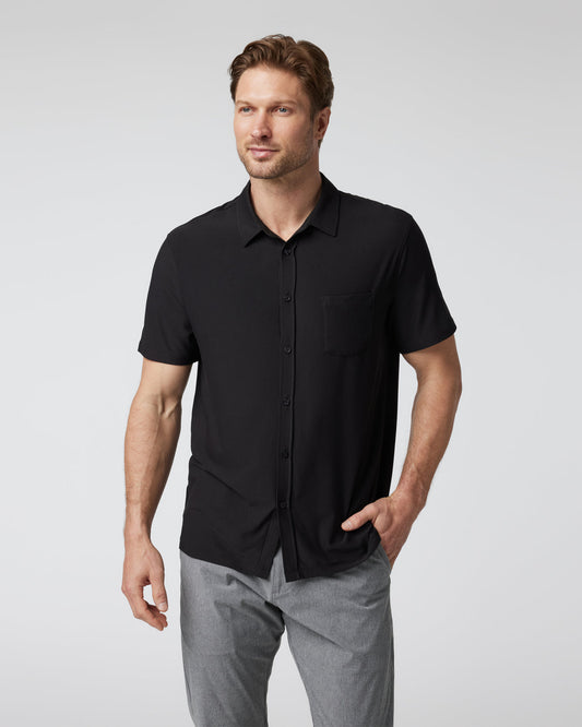 Short Sleeve Strato Button Down Men's Black Shirt - Vuori Clothing