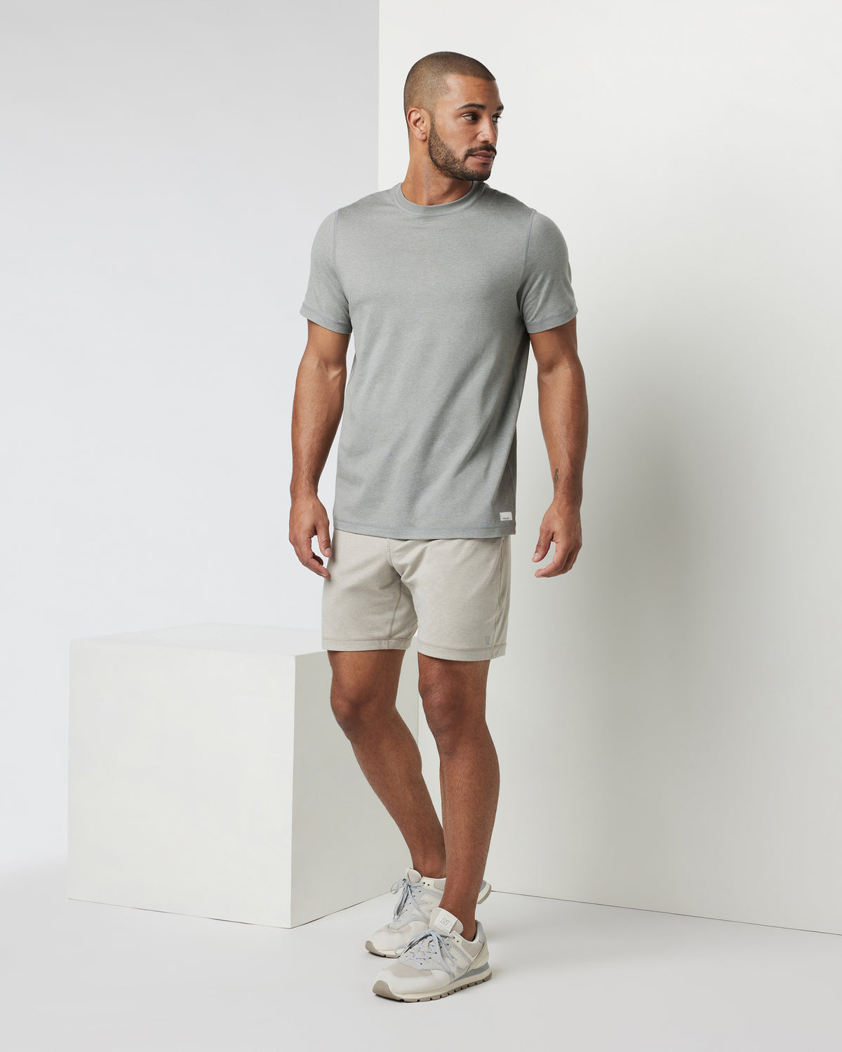 Short Sleeve Ponto Performance Tee Driftwood Heather - Vuori Clothing