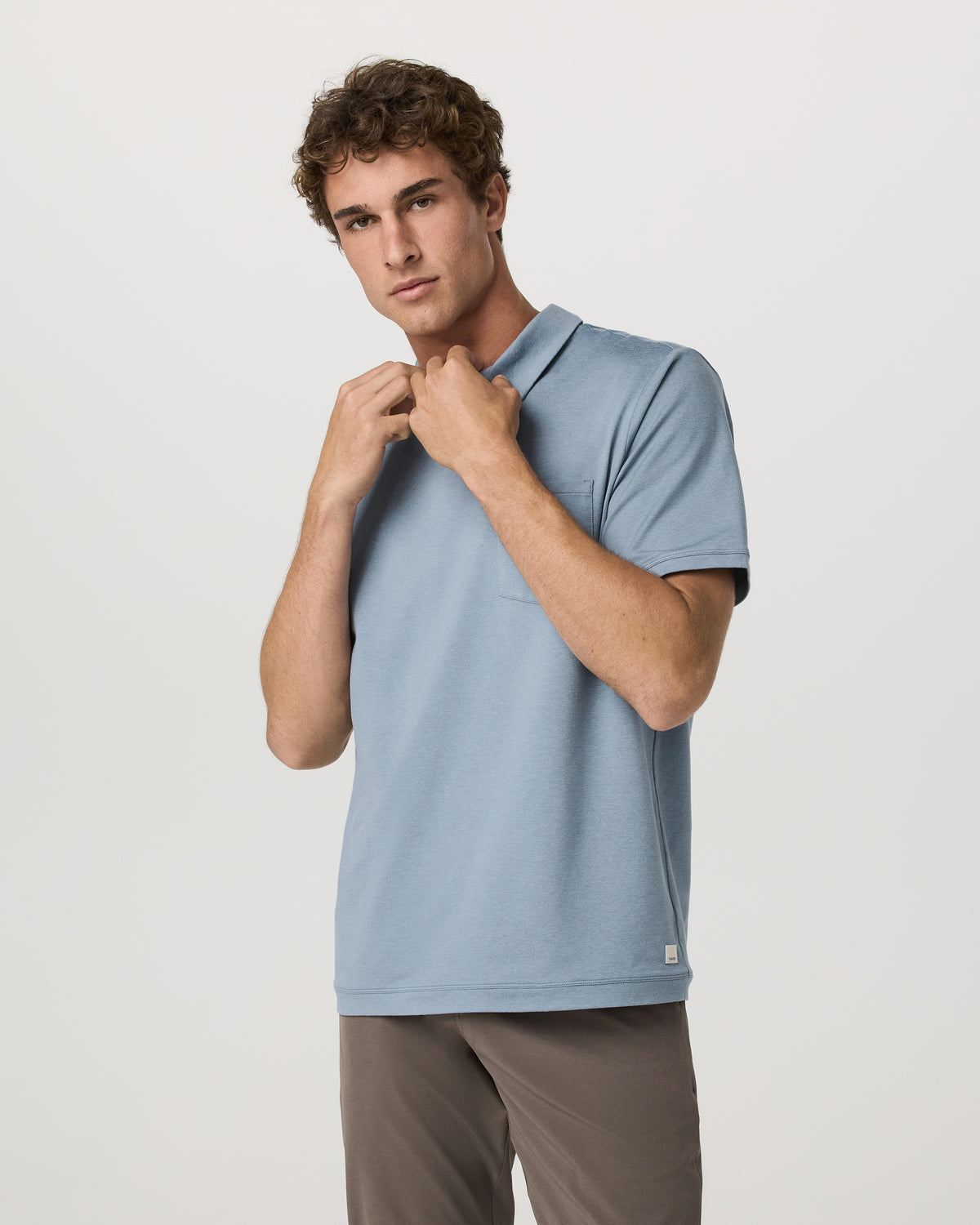 Men's Short Sleeve Ponto Performance Polo Flint Heather - Vuori Clothing