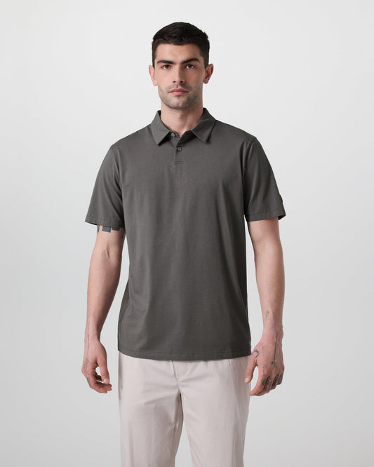 Short Sleeve Feather Polo Warm Grey - Vuori Clothing